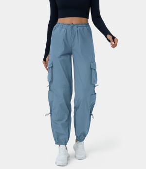 Halara Mid Rise Drawstring Multi Pockets Casual Cargo Women's Jogger Blue Shadow | 458637-FCU