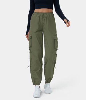 Halara Mid Rise Drawstring Multi Pockets Casual Cargo Women's Jogger Four Leaf Clover | 760458-YZL