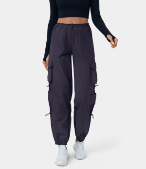 Halara Mid Rise Drawstring Multi Pockets Casual Cargo Women's Jogger Charcoal | 791458-FMH