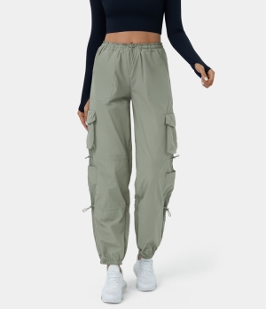 Halara Mid Rise Drawstring Multi Pockets Casual Cargo Women's Jogger Seagrass | 894236-URT