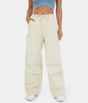 Halara Mid Rise Drawstring Multiple Pockets Wide Leg Casual Women's Jogger Vanilla Ice | 296714-WZO
