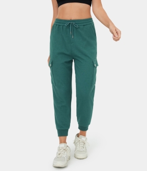 Halara Mid Rise Drawstring Multiple Pockets Waffle Casual Cargo Women's Jogger Bayberry | 794602-DBT