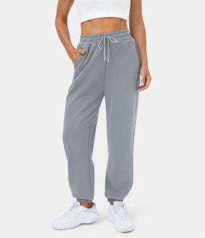Halara Mid Rise Drawstring Side Pocket Casual Women's Jogger Sleet | 956481-DMF