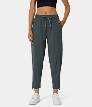 Halara Mid Rise Drawstring Side Pocket Plain Lounge Women's Pants Smokey Grey | 841237-WFN