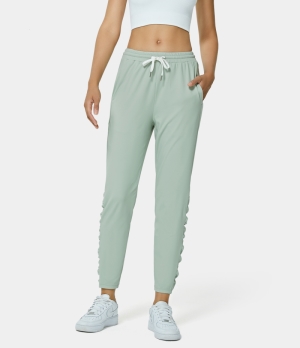 Halara Mid Rise Drawstring Side Ruched Plain Women's Jogger Celadon | 593812-VBP