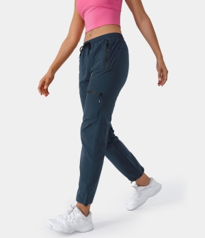 Halara Mid Rise Drawstring Zipper Pocket Quick Dry Cargo Women's Pants Deep Sapphire | 418573-ZKD