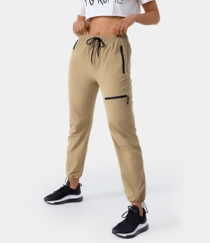 Halara Mid Rise Drawstring Zipper Pocket Quick Dry Cargo Women's Pants Deep Lichen Green | 573028-XNA