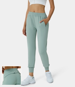Halara Mid Rise Elastic Side Pocket Slimming Women's Jogger Pistachio | 371542-UJM