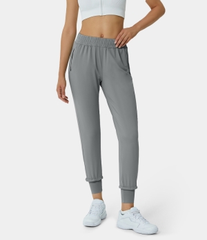 Halara Mid Rise Elastic Side Pocket Slimming Women's Jogger Steel Gray | 860254-TBN