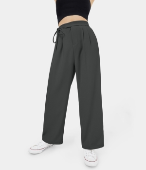 Halara Mid Rise Lace Up Zipper Side Pocket Straight Leg Casual Women's Pants Unexplored | 087513-TGO