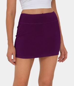 Halara Mid Rise Side Pocket 2-in-1 Women's Skirts Red Violet | 903518-DSV