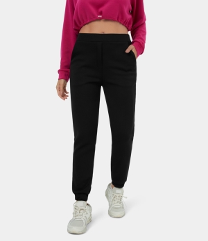Halara Mid Rise Side Pocket Plain Casual Women's Jogger Black | 069784-MCK