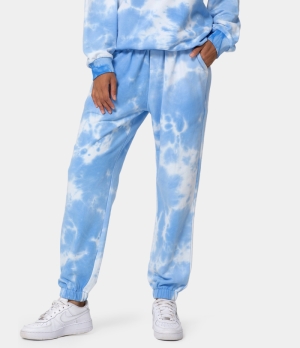 Halara Mid Rise Side Pocket Tie Dye Women's Sweatpants Smoke Blue | SOUAXPL-98