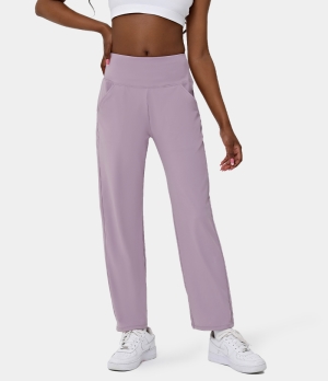 Halara Mid Rise Side Pocket Workout Straight Leg Women's Pants Iris Purple | 843657-NUS