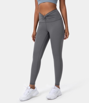 Halara Mid Rise Twisted Women's Leggings Steel Gray | 241703-WQK
