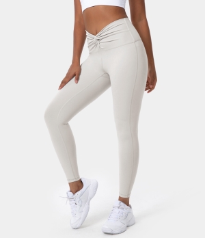 Halara Mid Rise Twisted Women's Leggings White | 721809-QKY