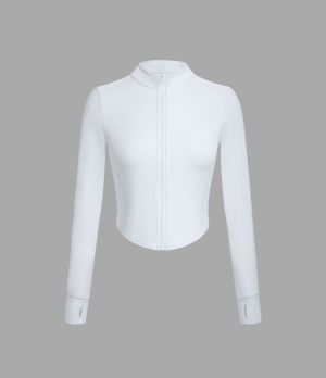 Halara Mock Neck Zip Front Thumb Hole Cropped Golf Jacket Women's Tops White | VMEILPG-13