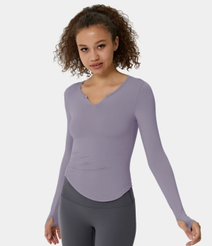 Halara Notched Thumb Hole Sports Women's Tops Light Purple | WLKCPIU-01