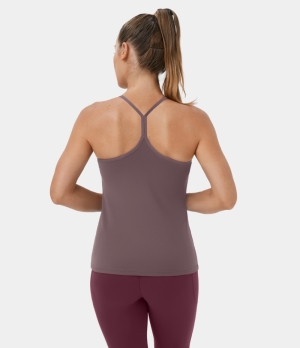 Halara Padded Y Back Workout Tank Women's Tops Dove Purple | RSWKIXO-59