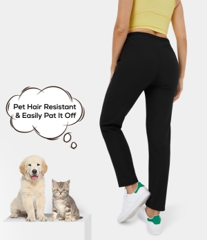 Halara Patitoff Flow Pet Hair Resistant High Waisted Drawstring Side Pocket Women's Pants Black | 156937-TMC