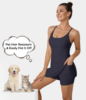 Halara Patitoff Flow Pet Hair Resistant 2-in-1 Flare Activity-Wannabe Women's Dress Overture | 536791-OES