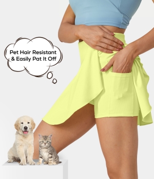 Halara Patitoff Flow Pet Hair Resistant High Waisted Pocket 2-in-1 Activity-Marvelous Women's Skirts Lime Sherbet | 635798-MEK