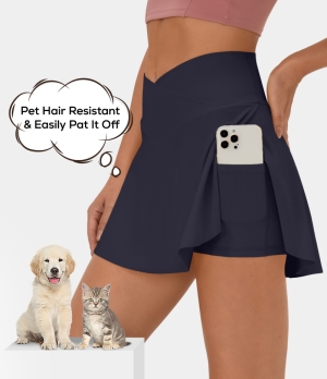 Halara Patitoff Flow Pet Hair Resistant Crossover Side Pocket 2-in-1 Activity-Lucid Women's Skirts Overture | 762845-SHC
