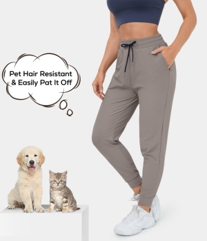 Halara Patitoff Flow Pet Hair Resistant High Waisted Drawstring Side Pocket 7/8 Women's Jogger Gull | 863047-YOU