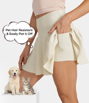 Halara Patitoff Flow Pet Hair Resistant High Waisted Pocket 2-in-1 Activity-Marvelous Women's Skirts Baby's Breath | CNLPEAR-92