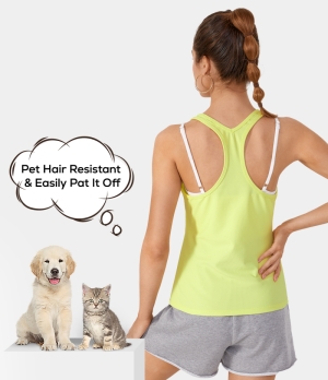 Halara Patitoff Flow Pet Hair Resistant U Neck Racerback Tank Women's Tops Lime Sherbet | IGDSEVB-28