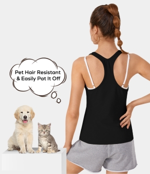 Halara Patitoff Flow Pet Hair Resistant U Neck Racerback Tank Women's Tops Black | YBWZXVU-23