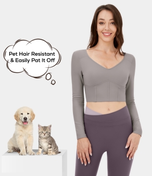 Halara Patitoff Flow Pet Hair Resistant Sweetheart Neck Corset Cropped Casual Sports Women's Tops Gull | ZFTMPSD-40