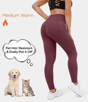 Halara Patitoff Pet Hair Resistant Fleece Lined Crossover Side Pocket Casual 7/8 Women's Leggings Nocturne | 863591-YUJ