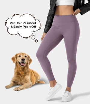 Halara Patitoff Pet Hair Resistant High Waisted Deep Side Pocket Women's Leggings Very Grape | 150829-UVM