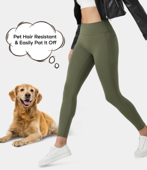 Halara Patitoff Pet Hair Resistant High Waisted Deep Side Pocket Women's Leggings Winter Moss | 284967-CDK