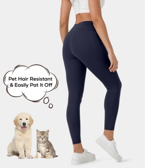 Halara Patitoff Pet Hair Resistant High Waisted Deep Side Pocket Women's Leggings Patriot Blue | 985342-HLQ