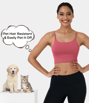 Halara Patitoff Pet Hair Resistant Workout Cropped Cami Women's Tops Desert Rose | LTGYXNM-10
