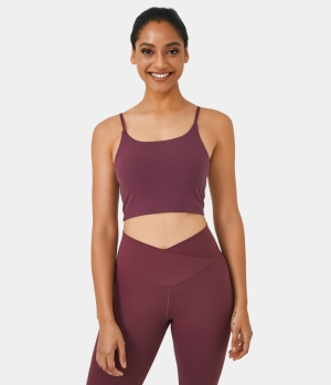 Halara Patitoff Pet Hair Resistant Workout Cropped Cami Women's Tops Red Mahogany | QNWKTDZ-46