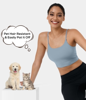 Halara Patitoff Pet Hair Resistant Workout Cropped Cami Women's Tops Blue Fog | TNCOSEU-38
