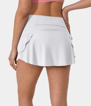 Halara Plain 2-in-1 Back Waistband Pocket Dance Women's Skirts White | 180736-VKG