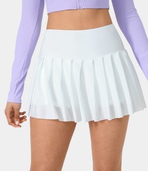 Halara Plain 2-in-1 Side Pocket Pleated Tennis Women's Skirts White | 129507-RIT
