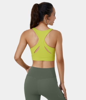 Halara Racerback Cut Out Training Sports Bra Women's Tops Yellow Plum | BWUYJNC-19