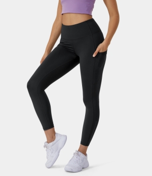 Halara Reflective High Waisted Functional Pocket Run Women's Leggings Black | 438091-FRB