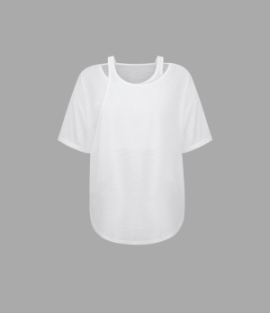 Halara Relaxed 2-in-1 Curved Hem Yoga Sports Women's Tops White | BHDVOKY-14