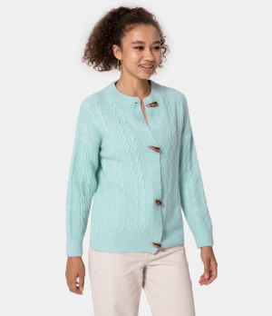 Halara Round Neck Button Front Plain Cardigan Women's Tops Pistachio | LBUKSAQ-70
