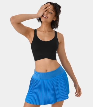 Halara Round Neck Crossover Hem Cropped Yoga Tank Women's Tops Black | DAKMUQW-12