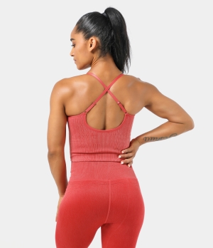 Halara Seamless Flow Adjustable Straps Backless Crisscross Cropped Cami Women's Tops Crimson | AOQWIEJ-86
