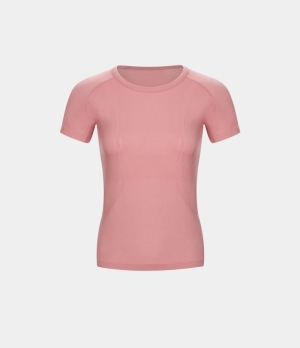 Halara Seamless Flow Breathable Round Neck Casual Sports Women's Tops Coral Blush | SKZDRMI-69
