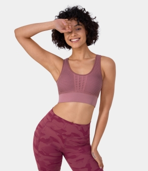 Halara Seamless Flow Cut Out Patchwork Yoga Sports Bra Women's Tops Polignac | BUIAPXC-58