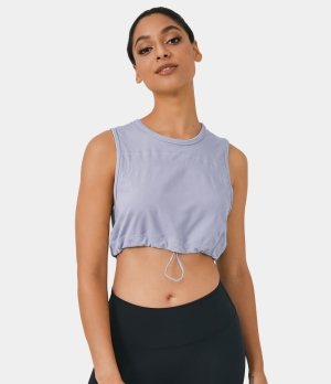 Halara Seamless Flow Drawstring Workout cropped Tank Women's Tops Grey | DBOURZK-08